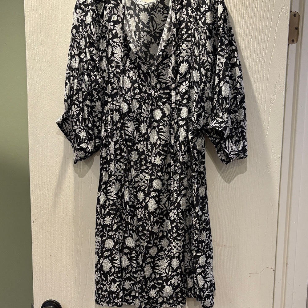 Floral Black and White Dress
